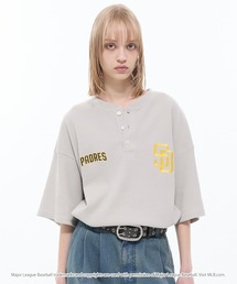 MLB（メジャーリーグベースボール）の「MLB メジャーリーグベースボール 別注 ロゴ刺繍 ワッフル ヘンリーネック 半袖Tシャツ（Tシャツ/カットソー）」