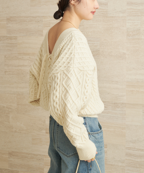 plage（プラージュ）の「2WAY レースアップ アランプルオーバー