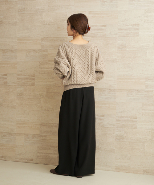 2wayレースアップアランプルオーバー　今季新作 セール】2WAY レースアップ アランプルオーバー（ニット/セーター