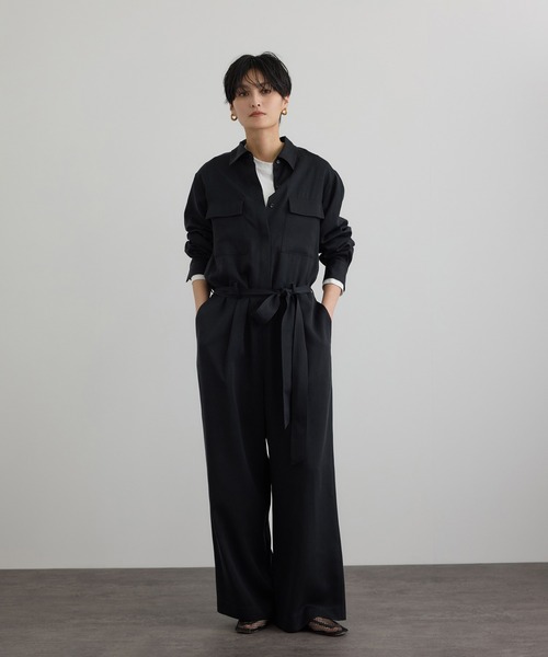 SALON adam et rope'（サロン アダム エ ロペ）の「フィブリルクロスオールインワン（つなぎ/オールインワン・レディース・ブラウン系その他2/ブラック・FREE）」の2枚目の写真