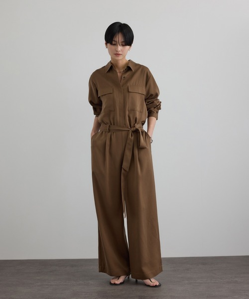 SALON adam et rope'（サロン アダム エ ロペ）の「フィブリルクロスオールインワン（つなぎ/オールインワン・レディース・ブラウン系その他2/ブラック・FREE）」の4枚目の写真