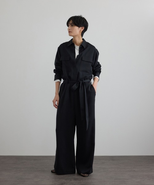 SALON adam et rope'（サロン アダム エ ロペ）の「フィブリルクロスオールインワン（つなぎ/オールインワン・レディース・ブラウン系その他2/ブラック・FREE）」の5枚目の写真