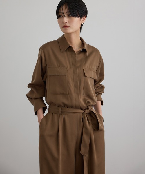 SALON adam et rope'（サロン アダム エ ロペ）の「フィブリルクロスオールインワン（つなぎ/オールインワン・レディース・ブラウン系その他2/ブラック・FREE）」の13枚目の写真