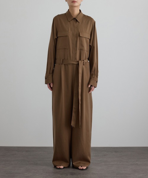 SALON adam et rope'（サロン アダム エ ロペ）の「フィブリルクロスオールインワン（つなぎ/オールインワン・レディース・ブラウン系その他2/ブラック・FREE）」の16枚目の写真