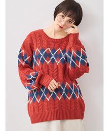SM2 | ケーブルアーガイル柄ニット(ニット/セーター)