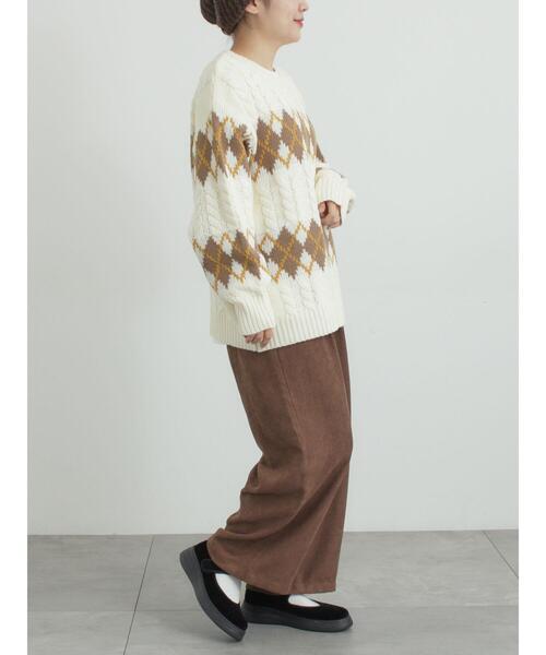 SM2（エスエムツー）の「ケーブルアーガイル柄ニット（ニット/セーター・レディース・ネイビー/オフホワイト/グリーン/レッド・F）」の12枚目の写真