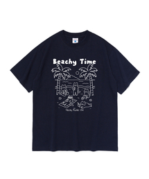 ビーチタイムキャットクルー半袖Tシャツ(ネイビー)
