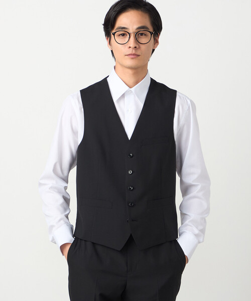 COMME CA ISM（コムサイズム）の「【セットアップ対応】ポリエステル ウール トロピカル ベスト（スーツベスト・メンズ・ネイビー/ブラック・SMALL/MEDIUM/LARGE/X-LARGE）」の2枚目の写真