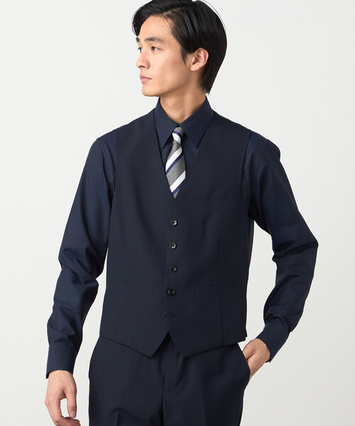 COMME CA ISM（コムサイズム）の「【セットアップ対応】ポリエステル ウール トロピカル ベスト（スーツベスト・メンズ・ネイビー/ブラック・SMALL/MEDIUM/LARGE/X-LARGE）」の3枚目の写真