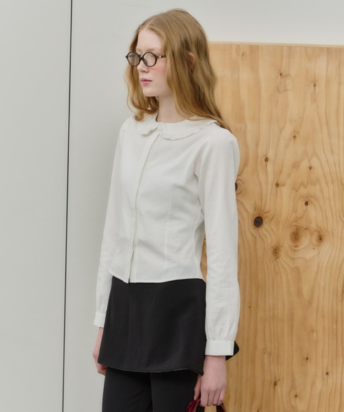 GIUNON（ジウノン）の「round collar frill shirt / ラウンドカラーフリルシャツ（シャツ/ブラウス・レディース・ホワイト・FREE）」の5枚目の写真