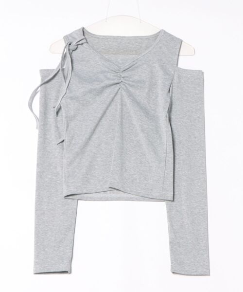 LADY LIKE(レディライク)の「【春夏新作】ショルダーリボン肩見せトップス(Tシャツ/カットソー・レディース・グレー・M)」の8枚目の写真