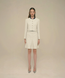 Crystal-Buttons Cropped Tweed Jacket_Vanilla Custard