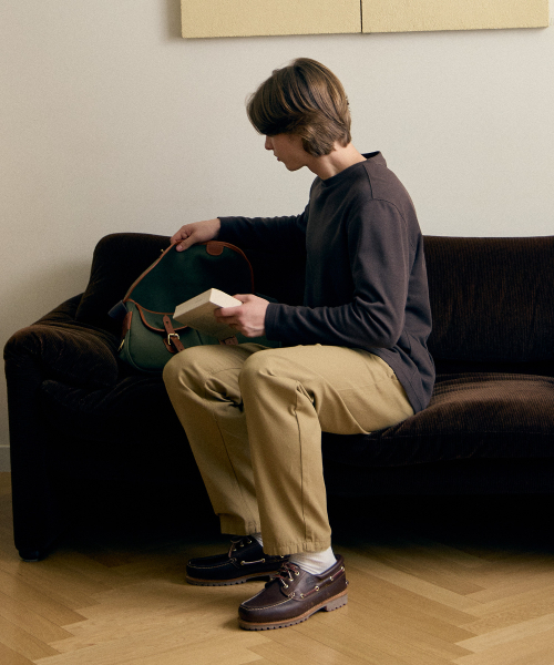 BASIC HOUSE(ベーシックハウス)の「ニットライクラウンドネック長袖TシャツブラウンLZTS6105(Tシャツ/カットソー・メンズ・ブラウン・FREE)」の9枚目の写真