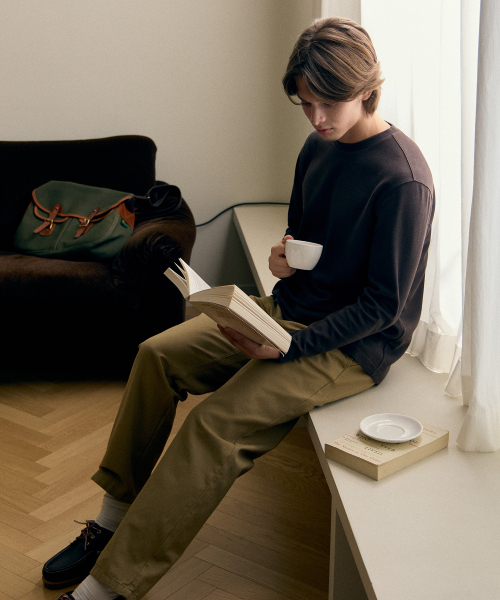 BASIC HOUSE(ベーシックハウス)の「ニットライクラウンドネック長袖TシャツブラウンLZTS6105(Tシャツ/カットソー・メンズ・ブラウン・FREE)」の10枚目の写真