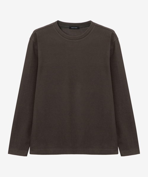 BASIC HOUSE(ベーシックハウス)の「ニットライクラウンドネック長袖TシャツブラウンLZTS6105(Tシャツ/カットソー・メンズ・ブラウン・FREE)」の13枚目の写真