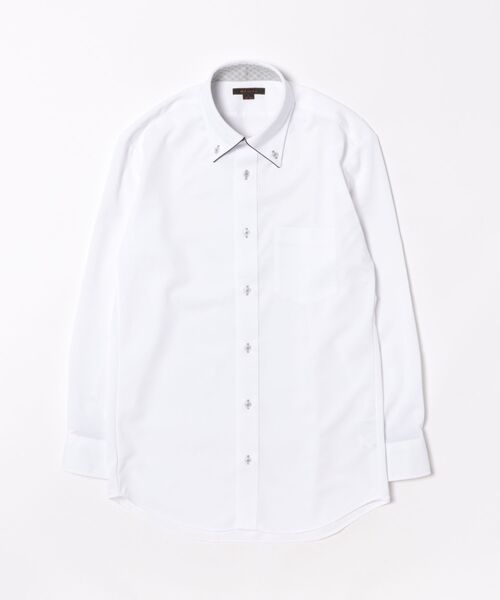 m.f.editorial（エムエフエディトリアル）の「ワイシャツ メンズ ストレッチ 吸水速乾 ノンアイロン ボタンダウン 長袖 ビジネス ドレス NEWスタンダードフィット（ビジネスシャツ・メンズ・ホワイト・首回り43cm-裄丈86cm/首回り45cm-裄丈86cm/首回り37cm-裄丈80cm/首回り39cm-裄丈80cm/首回り39cm-裄丈84cm/首回り41cm-裄丈82cm/首回り41cm-裄丈86cm/首回り43cm-裄丈82cm）」の2枚目の写真