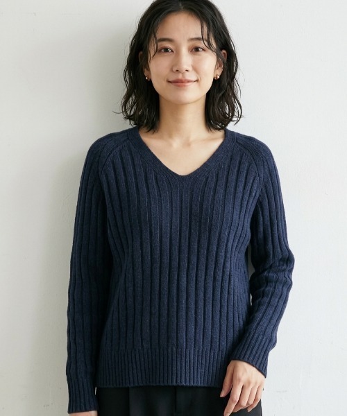 gossip!ロサンゼルス(ゴシップロサンゼルス)の「ラグランスリーブ リブニット(ニット/セーター・レディース・オフホワイト/グレー/レッド/ネイビー・FREE)」の7枚目の写真