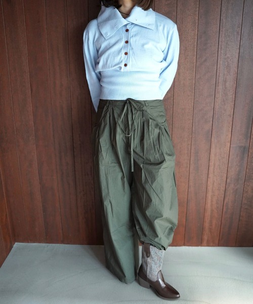 SANSeLF（サンセルフ）の「【SANSeLF】フロントリボンタックパンツ saw25a080（その他パンツ・レディース・カーキ/ブラック・FREE）」の7枚目の写真