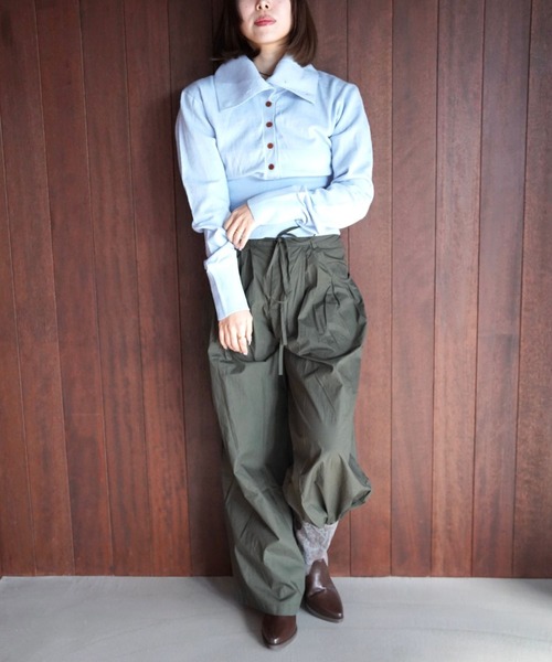 SANSeLF（サンセルフ）の「【SANSeLF】フロントリボンタックパンツ saw25a080（その他パンツ・レディース・カーキ/ブラック・FREE）」の8枚目の写真