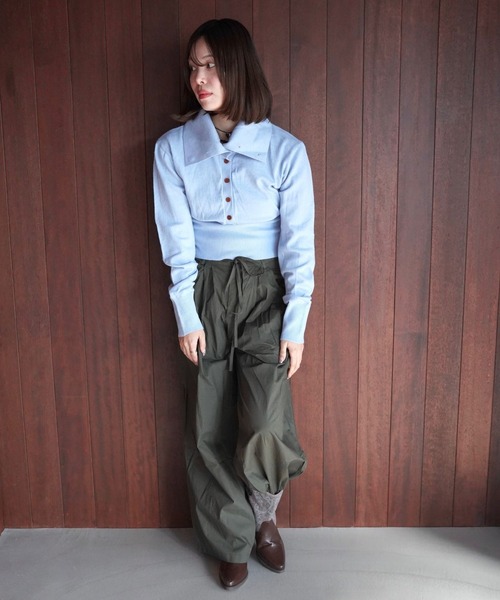 SANSeLF（サンセルフ）の「【SANSeLF】フロントリボンタックパンツ saw25a080（その他パンツ・レディース・カーキ/ブラック・FREE）」の14枚目の写真