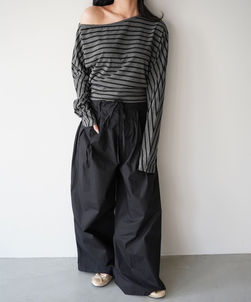 SANSeLF（サンセルフ）の「【SANSeLF】フロントリボンタックパンツ saw25a080（その他パンツ・レディース・カーキ/ブラック・FREE）」の13枚目の写真