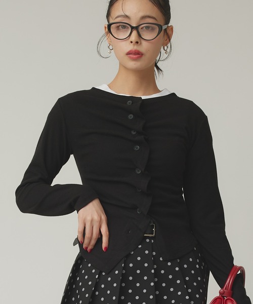 Narcissus（ナルシス）の「フリルカーディガン（カーディガン/ボレロ・レディース・ブラック/グレー・FREE）」の2枚目の写真