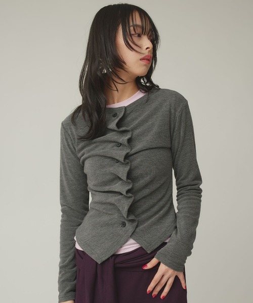 Narcissus（ナルシス）の「フリルカーディガン（カーディガン/ボレロ・レディース・ブラック/グレー・FREE）」の5枚目の写真