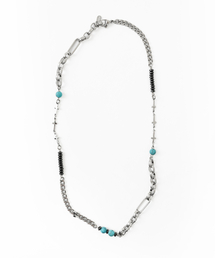 ACHA（アチャ）の「サージカルスチールチェーン＆ビーズミックスネックレス_ブルー（ネックレス）」