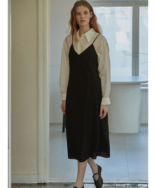 BEMUSE MANSION（ビミューズマンション）の「Bias check layered dress - Black（ワンピース・レディース・ブラック・FREE）」の2枚目の写真