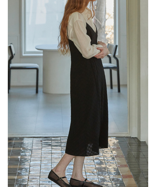 BEMUSE MANSION（ビミューズマンション）の「Bias check layered dress - Black（ワンピース・レディース・ブラック・FREE）」の3枚目の写真