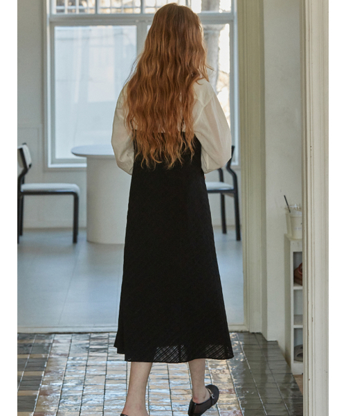 BEMUSE MANSION（ビミューズマンション）の「Bias check layered dress - Black（ワンピース・レディース・ブラック・FREE）」の4枚目の写真