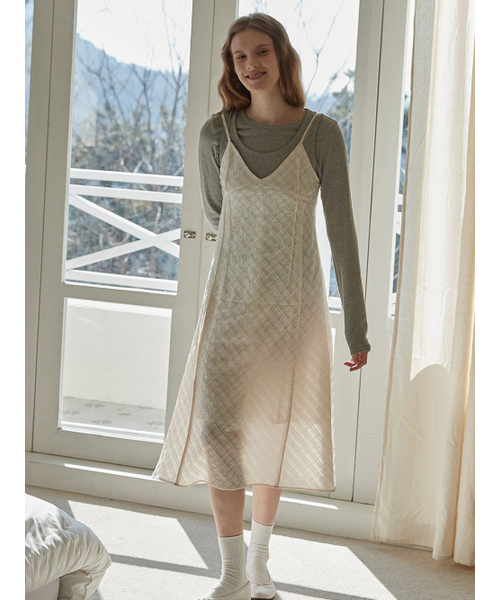 BEMUSE MANSION（ビミューズマンション）の「Bias check layered dress - Black（ワンピース・レディース・ブラック・FREE）」の5枚目の写真