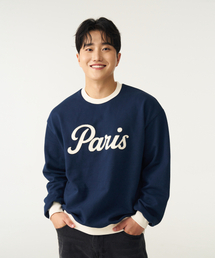 PARIS アプリケ スウェット (ネイビー)