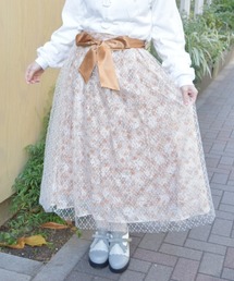 axes femme | 花レース×ラメチュールスカート(スカート)
