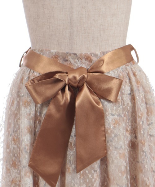 axes femme（アクシーズファム）の「花レース×ラメチュールスカート（スカート・レディース・オレンジ/ピンク/グリーン・FREE）」の6枚目の写真