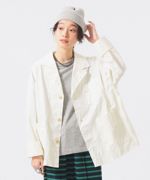 BEAMS BOY（ビームスボーイ）の「リンクル ジャケット（テーラードジャケット・レディース・ホワイト系その他7/ネイビー・ONE SIZE）」の2枚目の写真