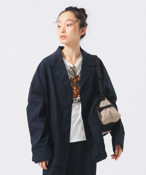 BEAMS BOY（ビームスボーイ）の「リンクル ジャケット（テーラードジャケット・レディース・ホワイト系その他7/ネイビー・ONE SIZE）」の6枚目の写真