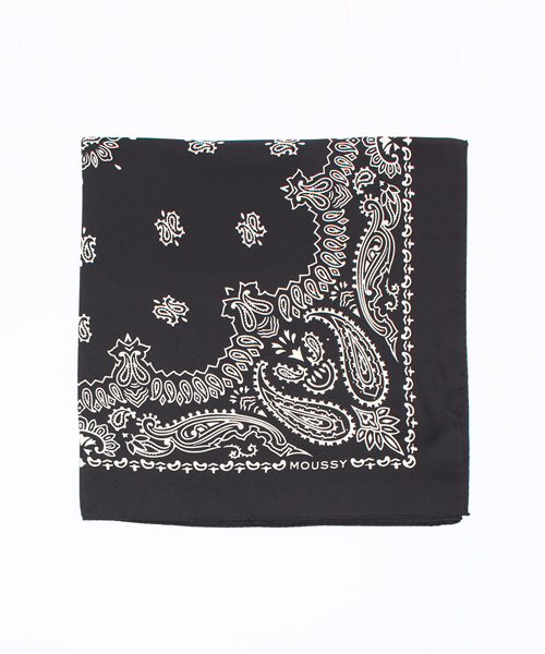 MOUSSY（マウジー）の「SILK BANDANA SCARF（バンダナ/スカーフ・レディース・ライトピンク/ブラック/ライトイエロー/レッド/ライトブルー/ライトベージュ/ネイビー/ホワイト・FREE）」の2枚目の写真