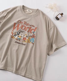 Disney（ディズニー）の「【71】【Disney/ディズニー】ミッキーマウス/ズートピア/ベイマックス/スティッチ/くまのプーさん/トイストーリー ワイド プリントTシャツ/刺繍/バックプリント/レディース（S）（Tシャツ/カットソー）」