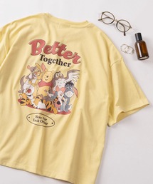 【71】【Disney/ディズニー】ミッキーマウス/ズートピア/ベイマックス/スティッチ/くまのプーさん/トイストーリー ワイド プリントTシャツ/刺繍/バックプリント/レディース(S)