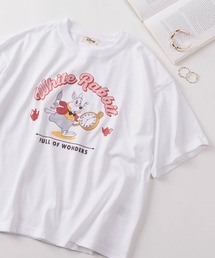 Disney（ディズニー）の「【71】【Disney ディズニー】ミッキーマウス ズートピア ベイマックス スティッチ くまのプーさん ワイド プリントTシャツ 刺繍 バックプリント レディース(S)（Tシャツ/カットソー）」