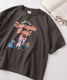 【71】【Disney/ディズニー】ミッキーマウス/ズートピア/ベイマックス/スティッチ/くまのプーさん/トイストーリー ワイド プリントTシャツ/刺繍/バックプリント/レディース(S)