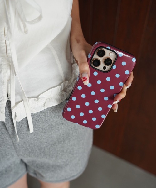 SANSeLF(サンセルフ)の「【SANSeLF】レトロポルカドットスマホケース iPhoneカバー アイフォンケース sac26s001(スマホケース/カバー・レディース・ブラック/ブルー/ボルドー・iPhone 16/iPhone 15/iPhone 17)」の5枚目の写真