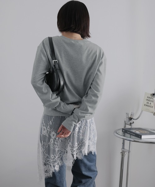 Ulysses(ユリシス)の「ロングリブスリーブVネックトップス(Tシャツ/カットソー・レディース・ネイビー/グレー・F)」の18枚目の写真