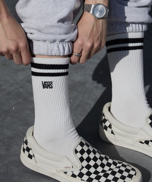 VANS(バンズ)の「VANS/ヴァンズ ライン リブ編みクルーソックス 2026年 夏 夏服(ソックス/靴下・メンズ・ホワイト・ONE SIZE)」の4枚目の写真
