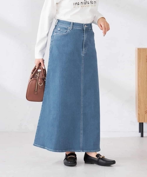 a.v.v(アーヴェヴェ)の「Aラインデニムスカート(デニムスカート・レディース・ブルー/ライトグレー/ネイビー・38/40/36)」の4枚目の写真