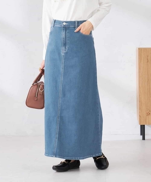 a.v.v(アーヴェヴェ)の「Aラインデニムスカート(デニムスカート・レディース・ブルー/ライトグレー/ネイビー・38/40/36)」の6枚目の写真