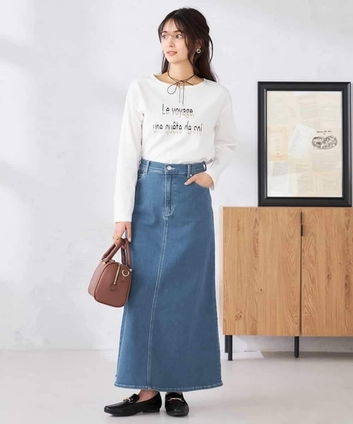 a.v.v(アーヴェヴェ)の「Aラインデニムスカート(デニムスカート・レディース・ブルー/ライトグレー/ネイビー・38/40/36)」の7枚目の写真