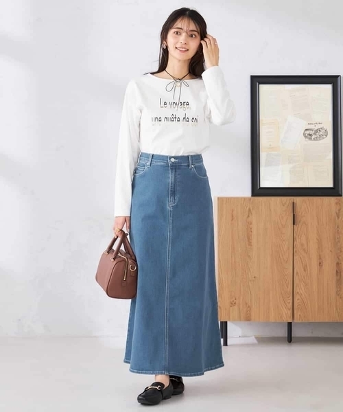 a.v.v(アーヴェヴェ)の「Aラインデニムスカート(デニムスカート・レディース・ブルー/ライトグレー/ネイビー・38/40/36)」の11枚目の写真