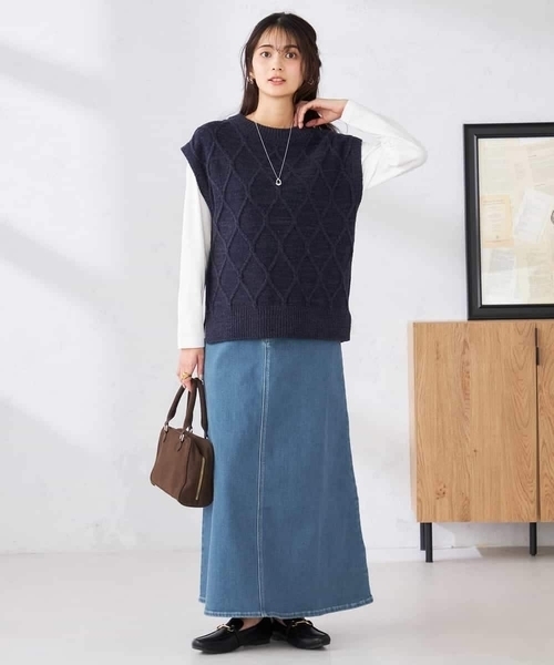 a.v.v(アーヴェヴェ)の「Aラインデニムスカート(デニムスカート・レディース・ブルー/ライトグレー/ネイビー・38/40/36)」の16枚目の写真